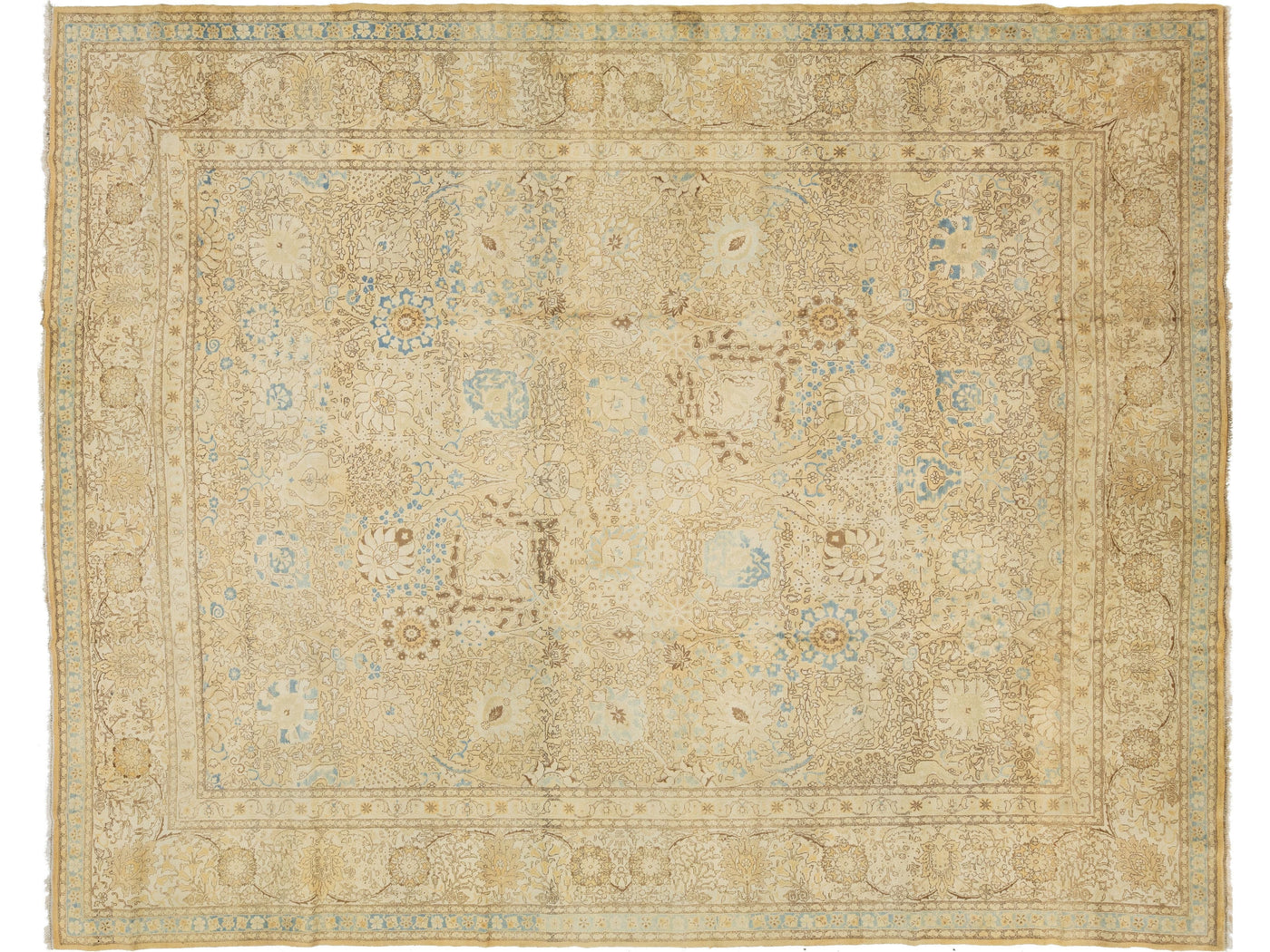 Antique Tabriz Wool Rug 12 X 15