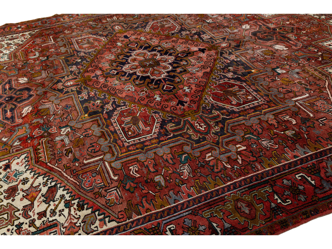 Vintage Heriz Wool Rug 13 X 15