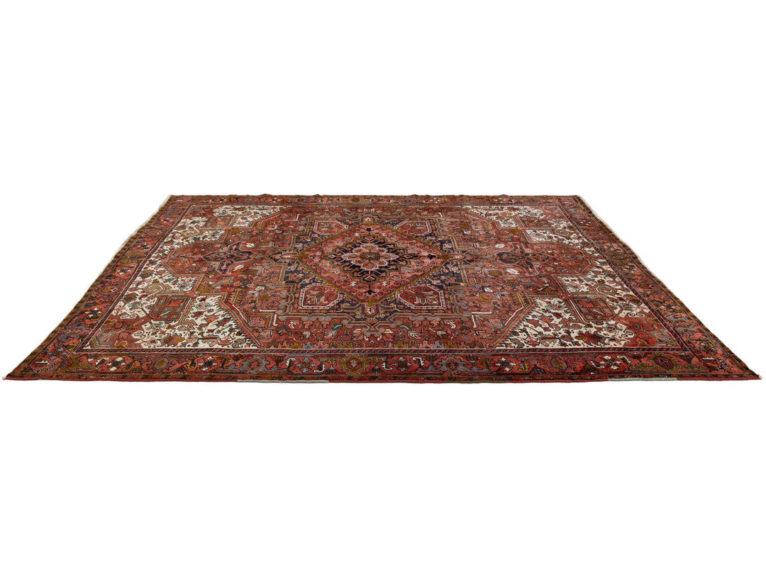 Vintage Heriz Wool Rug 13 X 15