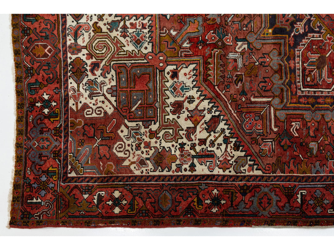 Vintage Heriz Wool Rug 13 X 15