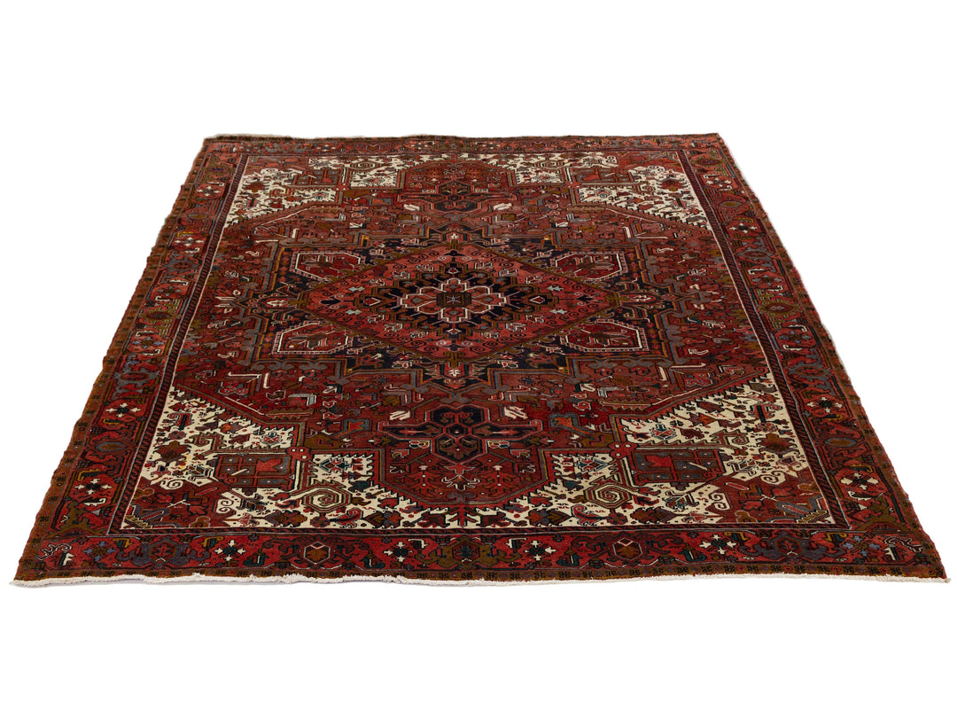 Vintage Heriz Wool Rug 13 X 15