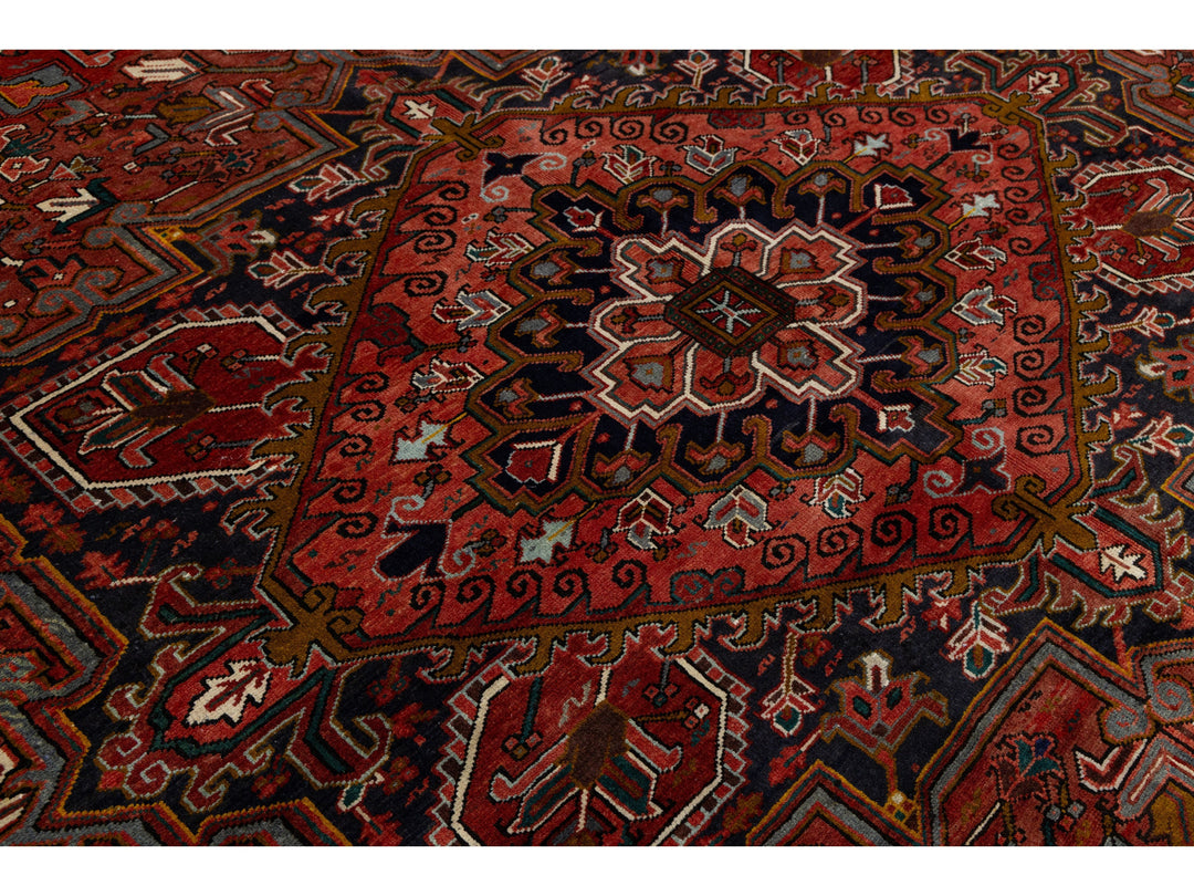 Vintage Heriz Wool Rug 13 X 15