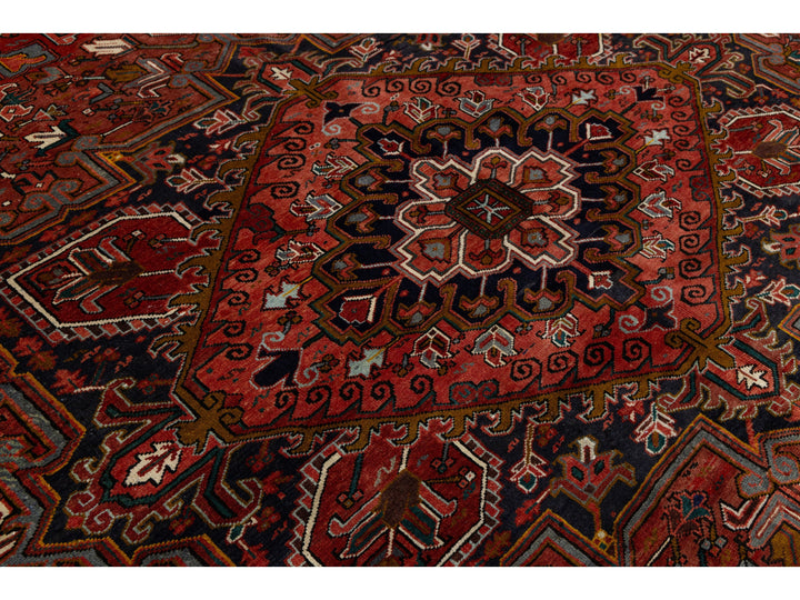 Vintage Heriz Wool Rug 13 X 15
