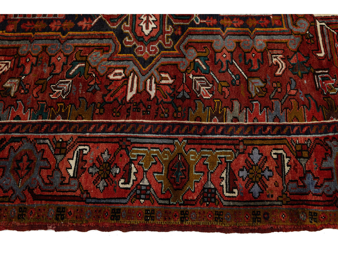 Vintage Heriz Wool Rug 13 X 15