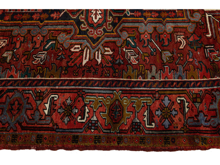 Vintage Heriz Wool Rug 13 X 15
