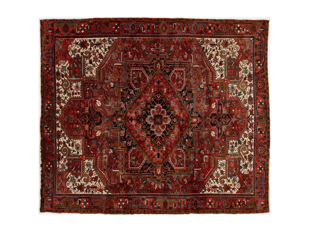Vintage Heriz Wool Rug 13 X 15