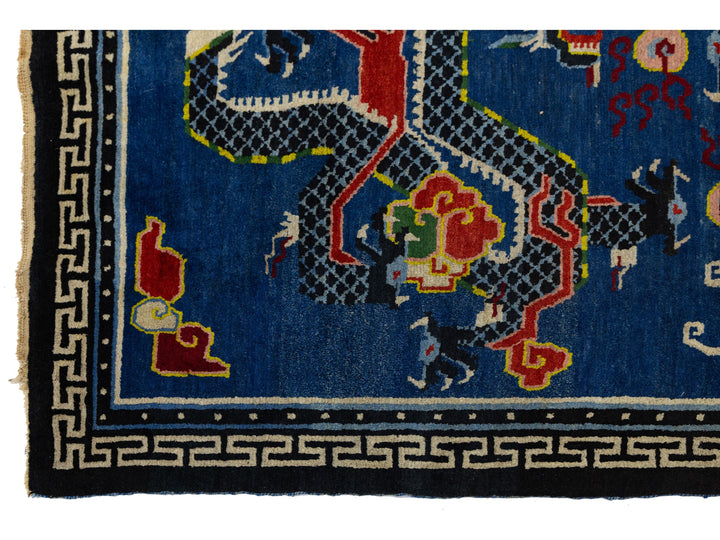 Antique Art Deco Chinese Wool Rug 4 X 6
