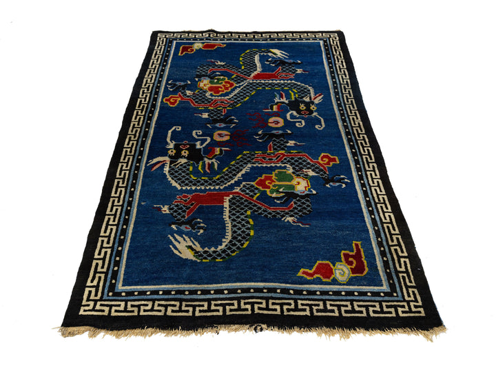 Antique Art Deco Chinese Wool Rug 4 X 6