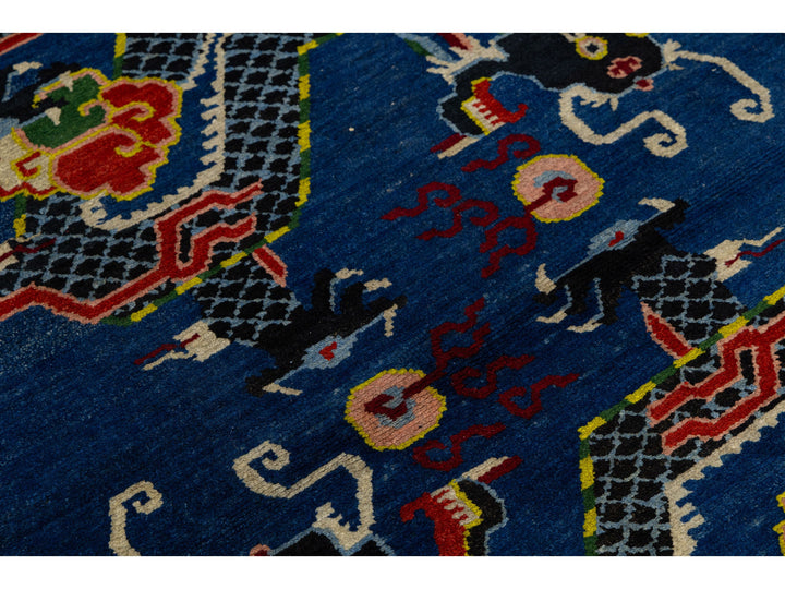 Antique Art Deco Chinese Wool Rug 4 X 6