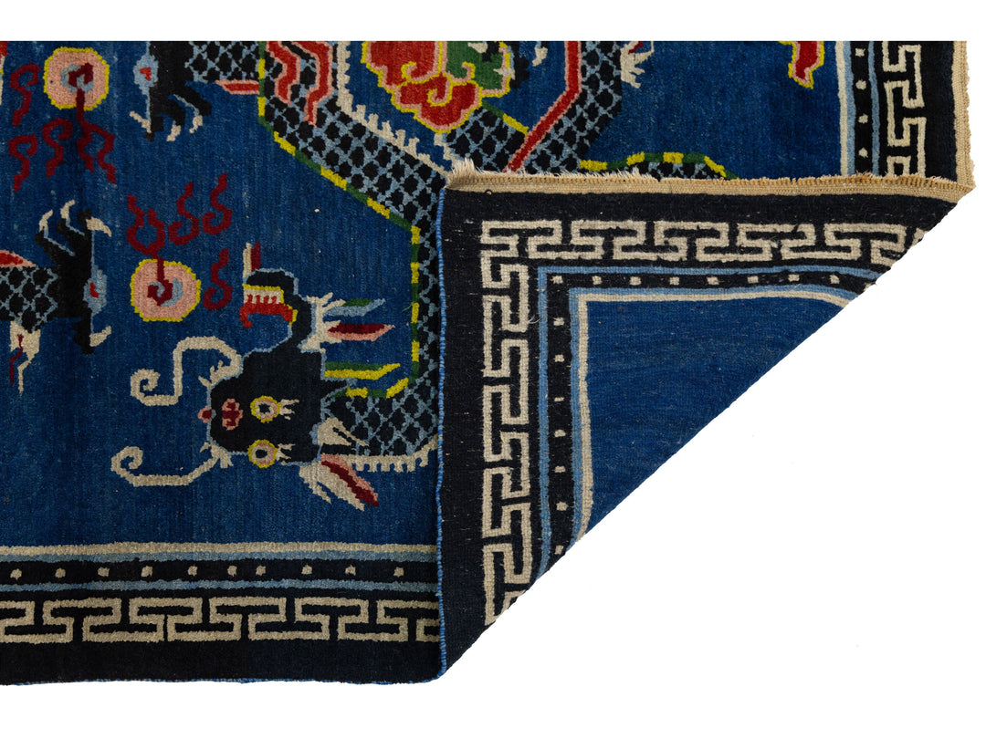 Antique Art Deco Chinese Wool Rug 4 X 6