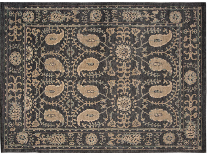 Modern Oushak Wool Rug 9 X 13