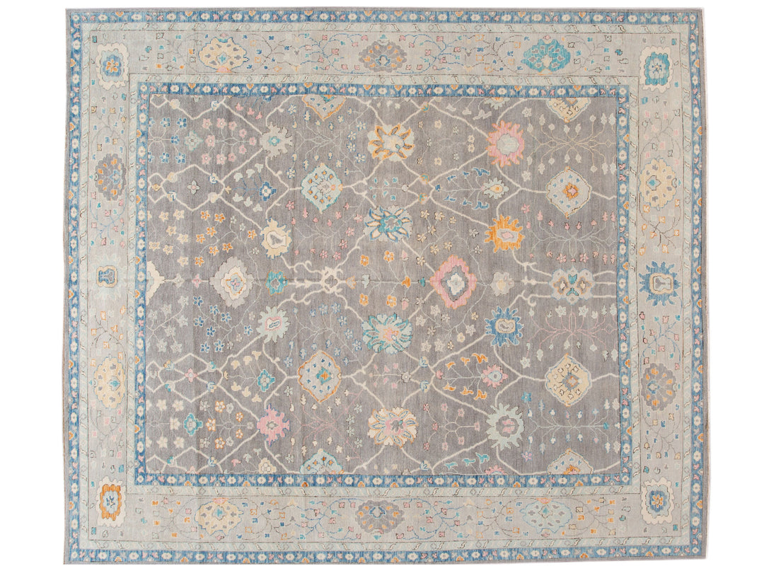 Modern Oushak Wool Rug 13 X 15