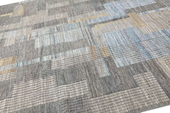 Modern Moroccan Wool Rug 9 X 12