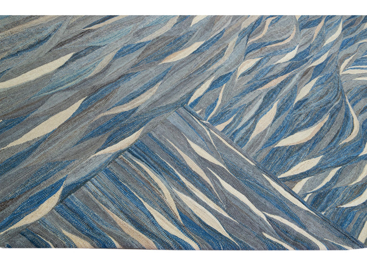 Modern Kilim Flatweave Wool Rug 12 X 15