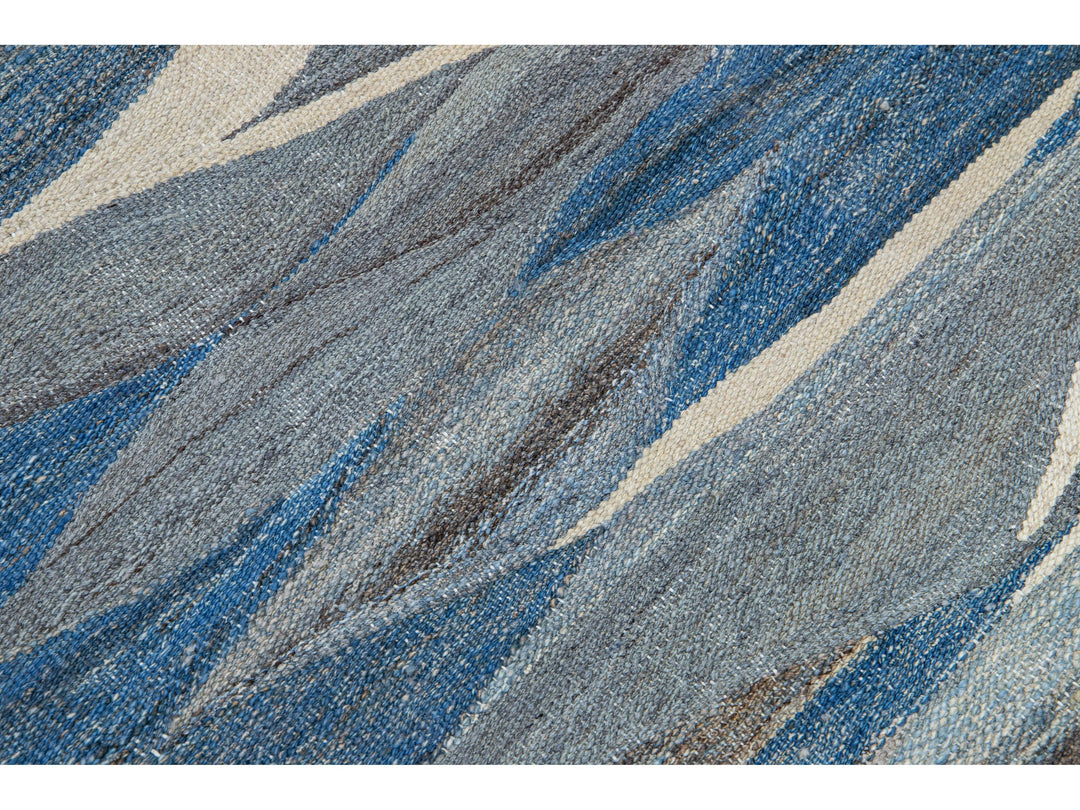 Modern Kilim Flatweave Wool Rug 12 X 15