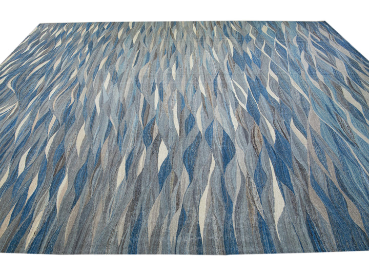 Modern Kilim Flatweave Wool Rug 12 X 15