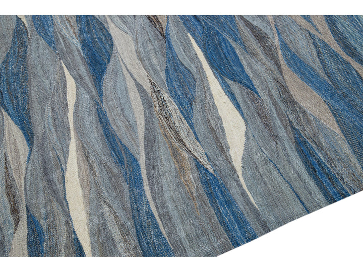 Modern Kilim Flatweave Wool Rug 12 X 15