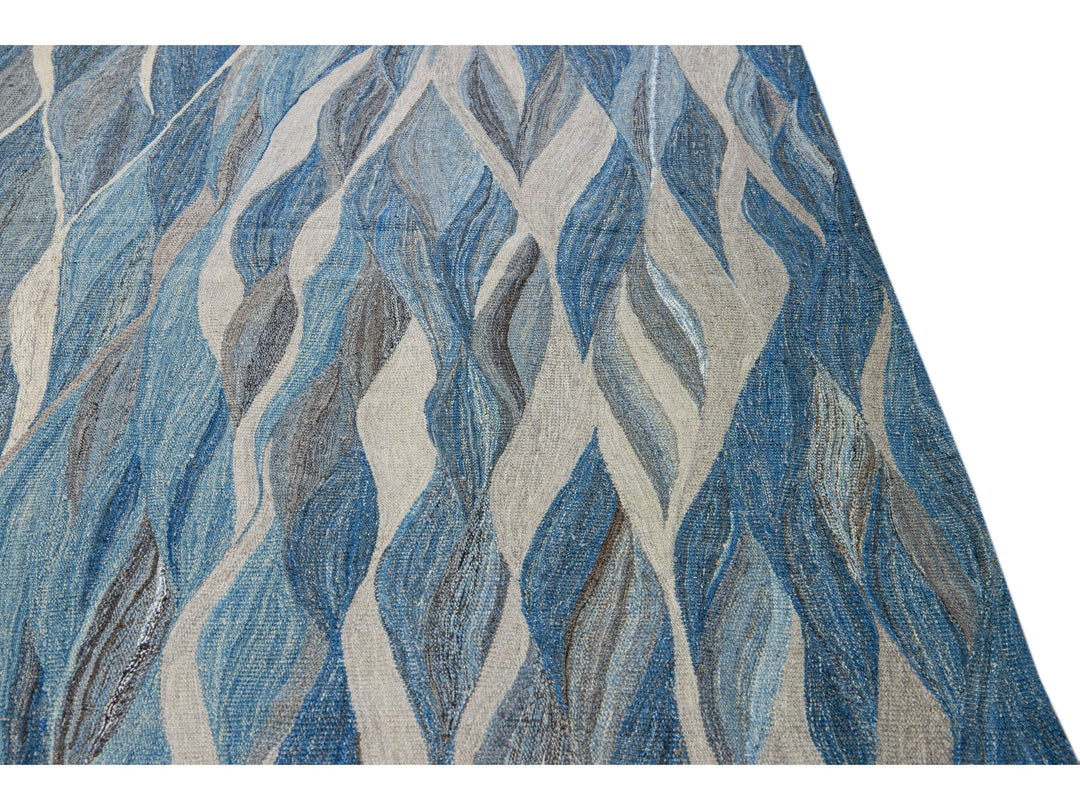 Modern Kilim Flatweave Wool Rug 12 X 15
