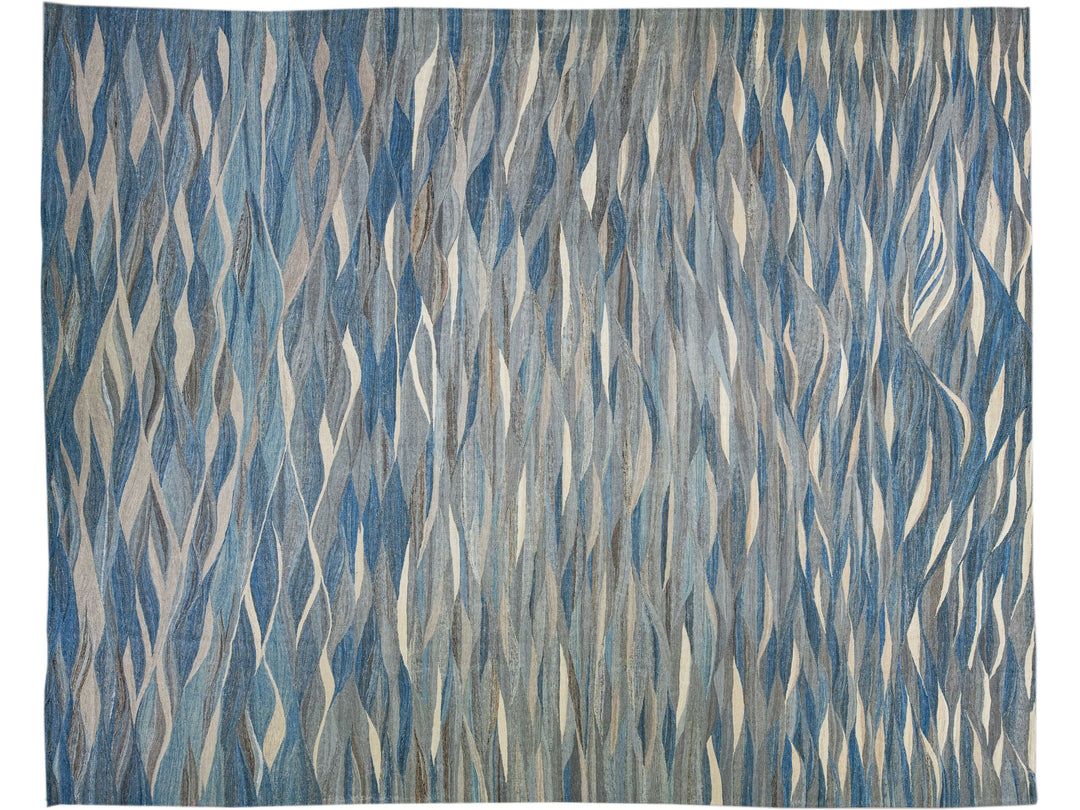 Modern Kilim Flatweave Wool Rug 12 X 15