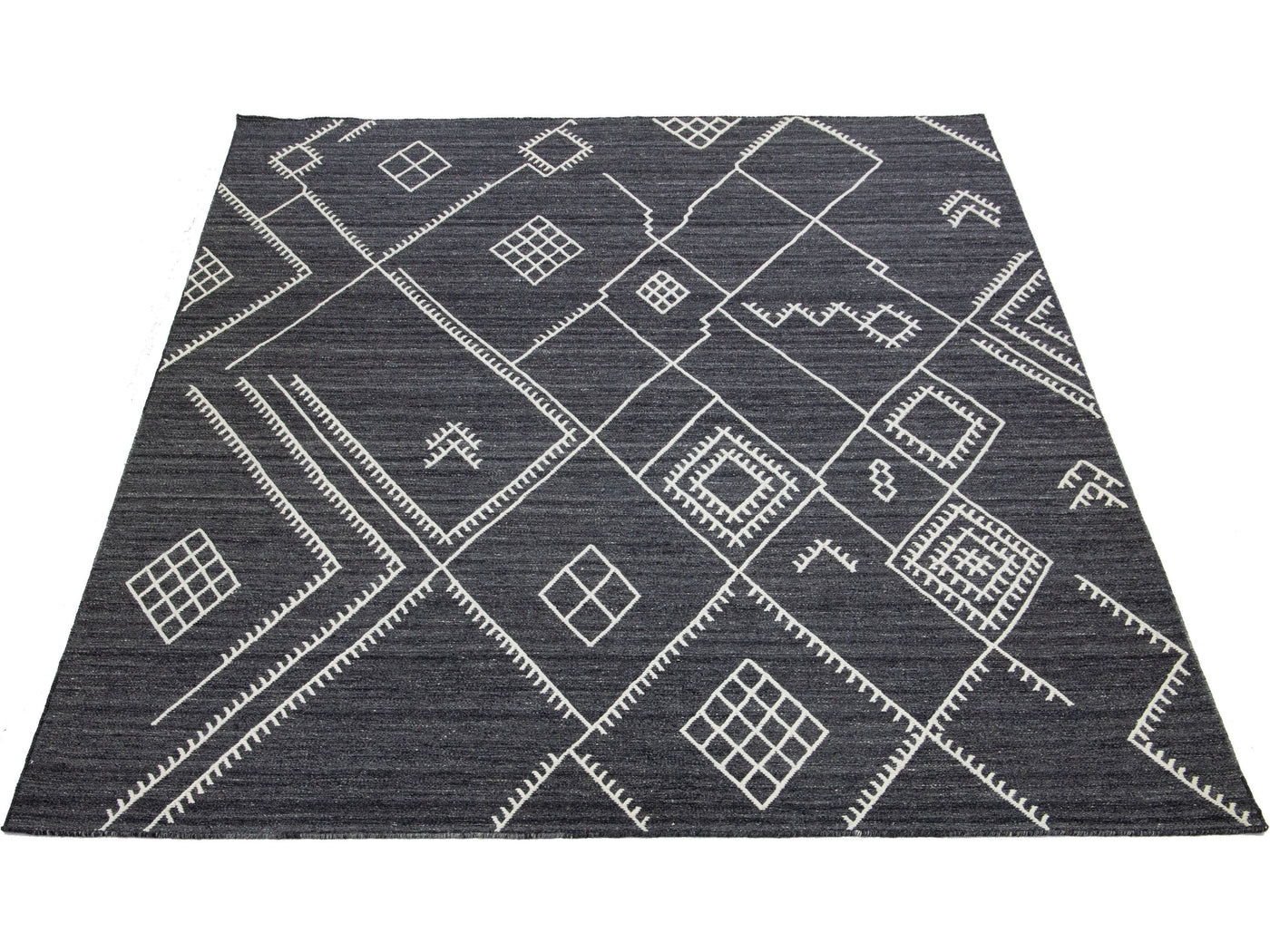 Modern Flatweave Kilim Wool Rug 9 X 12