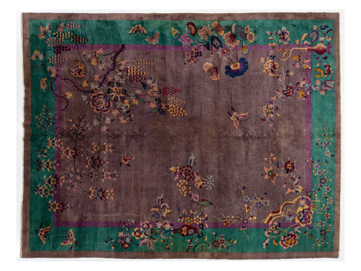 Antique Art Deco Chinese Wool Rug 9 X 12