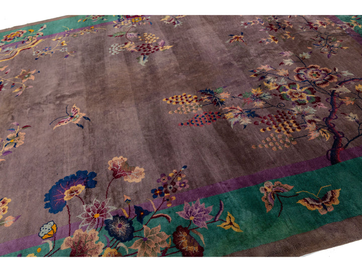 Antique Art Deco Chinese Wool Rug 9 X 12