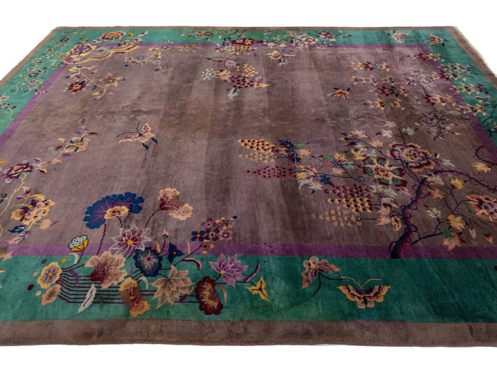 Antique Art Deco Chinese Wool Rug 9 X 12