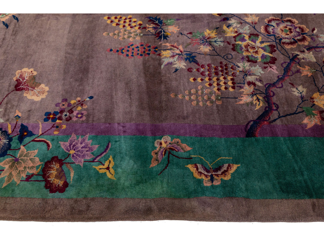 Antique Art Deco Chinese Wool Rug 9 X 12