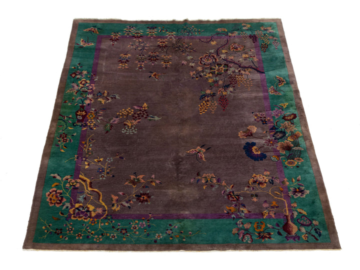 Antique Art Deco Chinese Wool Rug 9 X 12