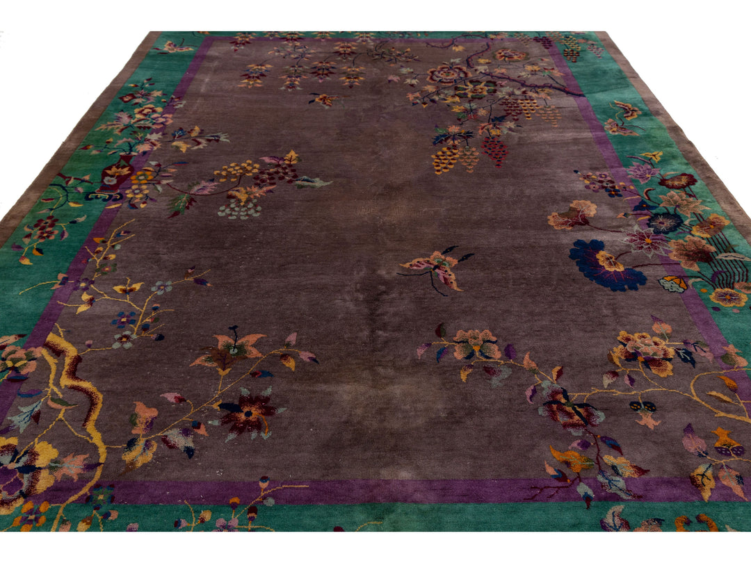 Antique Art Deco Chinese Wool Rug 9 X 12