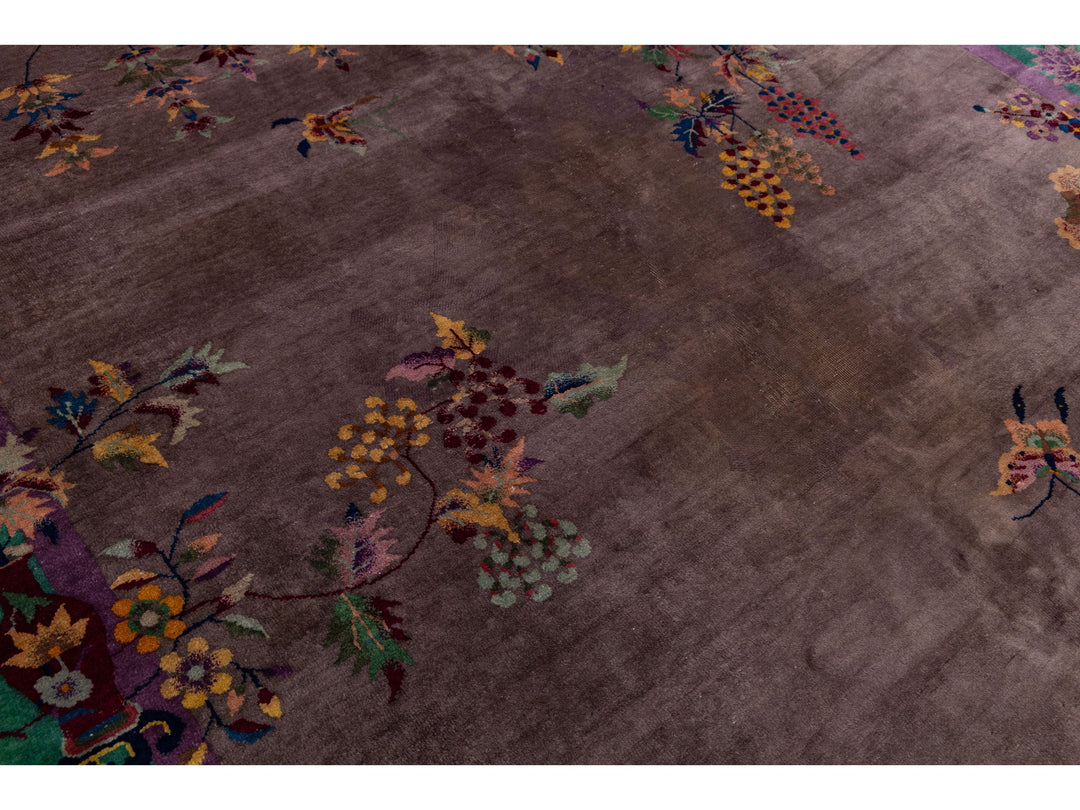 Antique Art Deco Chinese Wool Rug 9 X 12