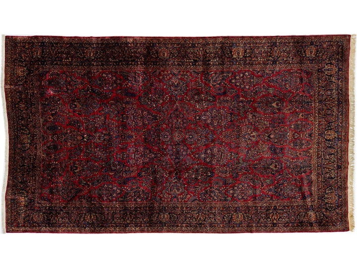 Antique Sarouk Wool Rug 11 X 20