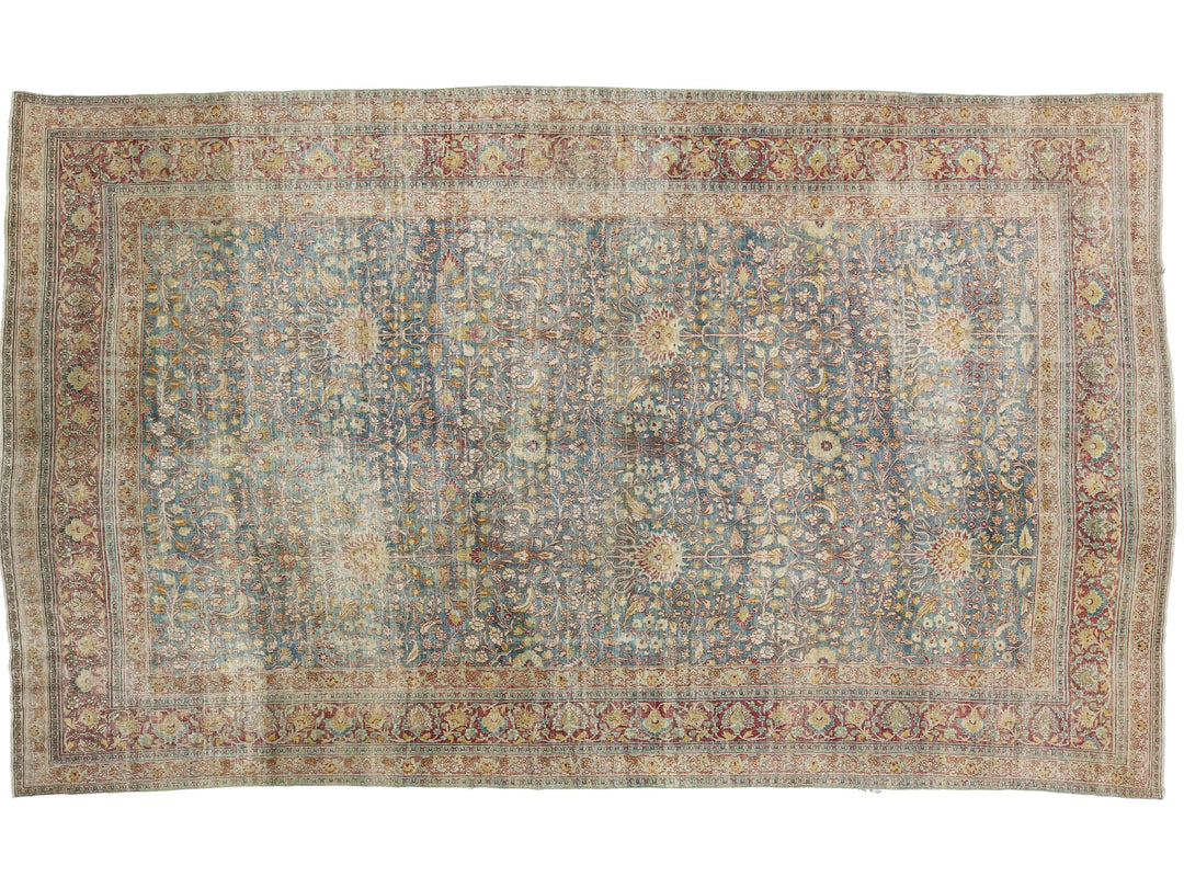Antique Mashad Persian Wool Rug 10 X 17