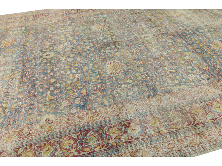 Antique Mashad Persian Wool Rug 10 X 17