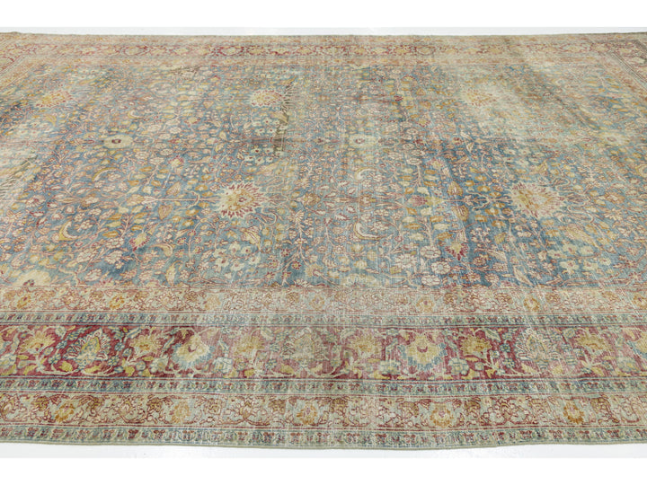 Antique Mashad Persian Wool Rug 10 X 17