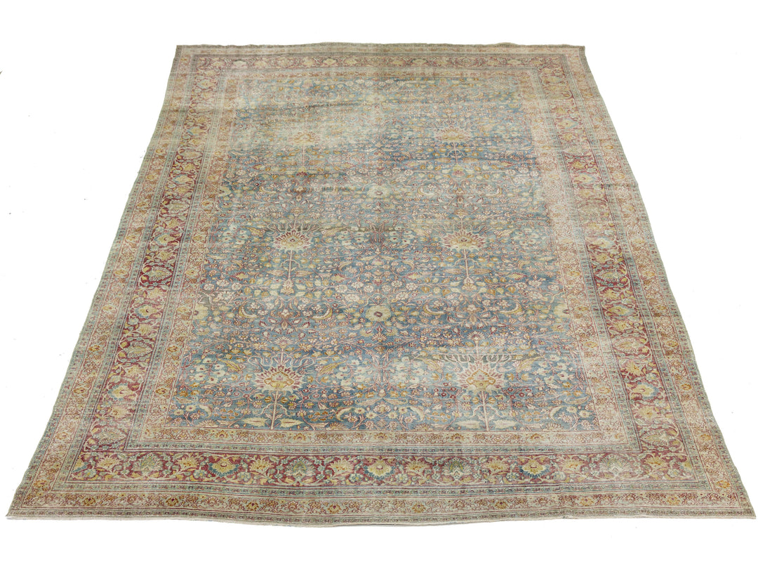 Antique Mashad Persian Wool Rug 10 X 17