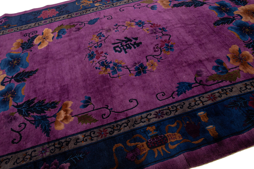 Antique Chinese Art Deco Wool Rug 9 X 11