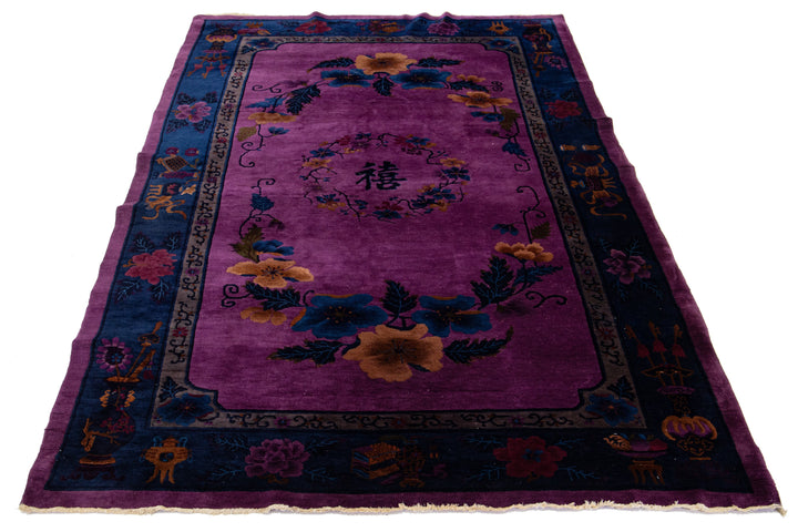 Antique Chinese Art Deco Wool Rug 9 X 11