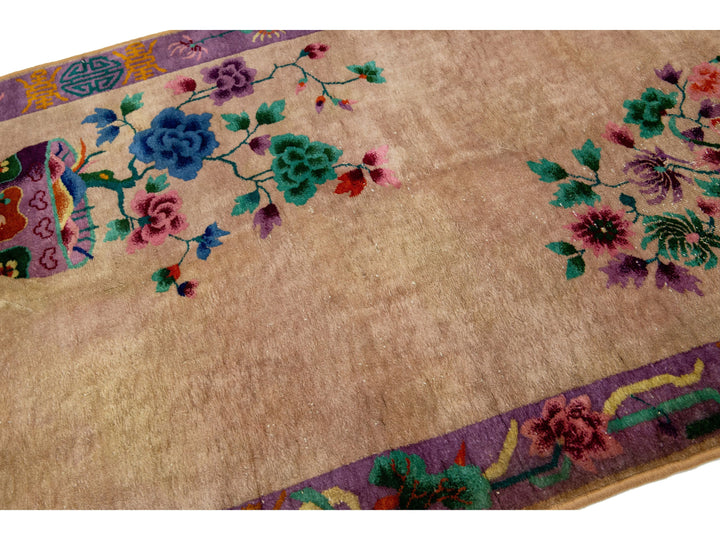 Antique Art Deco Chinese Wool Rug 4 X 7