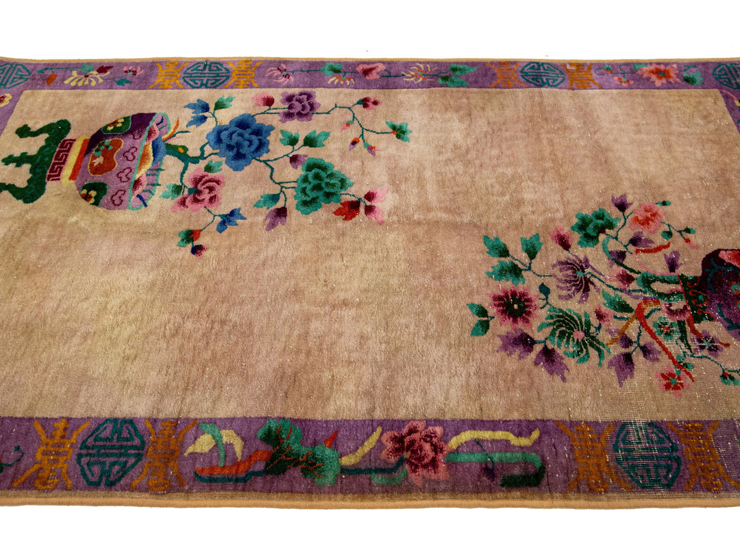 Antique Art Deco Chinese Wool Rug 4 X 7