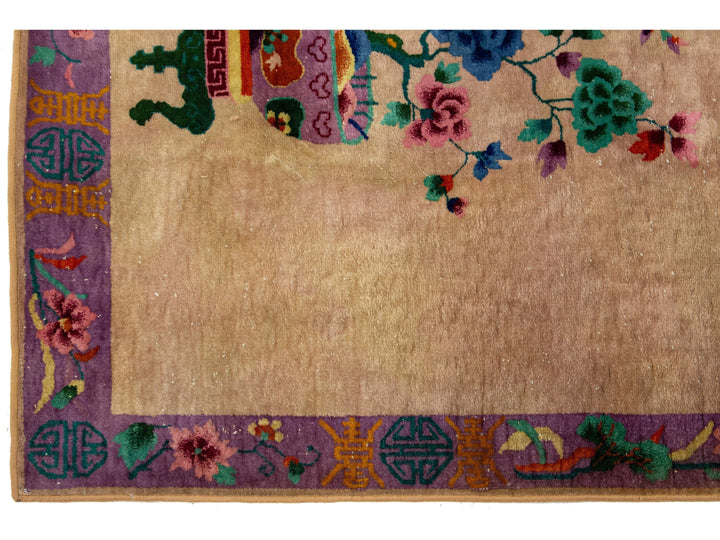 Antique Art Deco Chinese Wool Rug 4 X 7