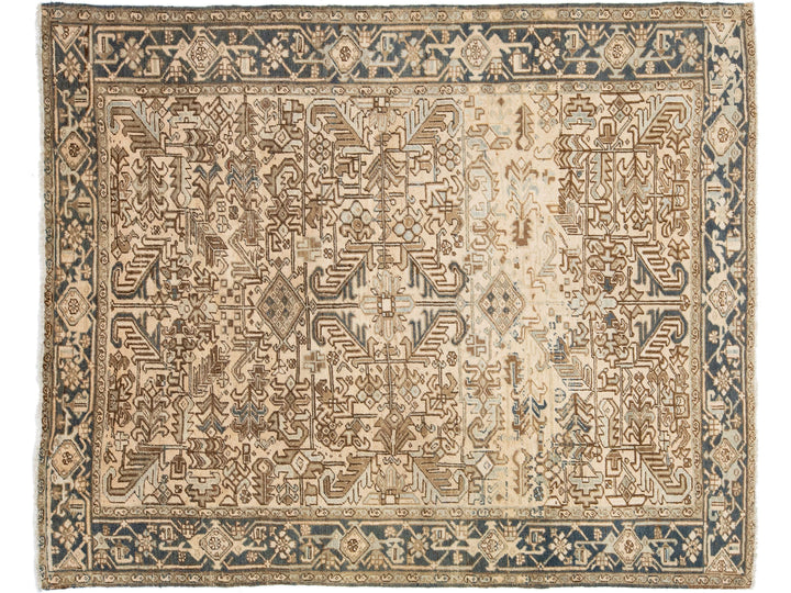 Antique Heriz Wool Rug 8 X 9