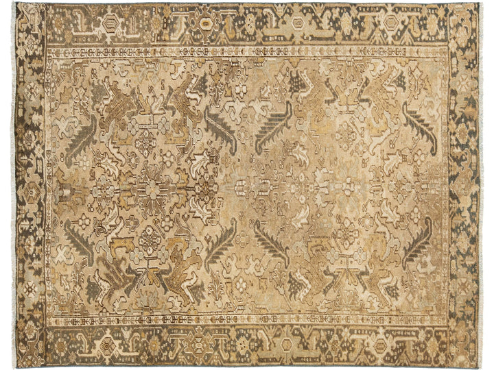 Antique Heriz Wool Rug 6 X 8