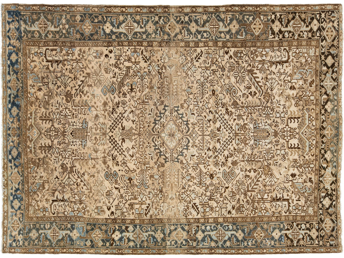 Antique Heriz Wool Rug 8 X 11