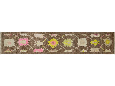 Modern Turkish Oushak Wool Runner 3 X 16