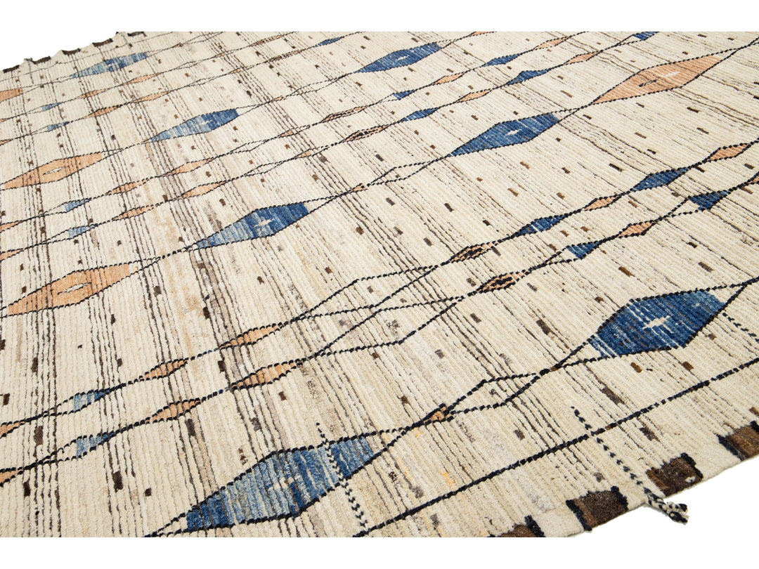 Contemporary Moroccan Wool Rug 12 X 15
