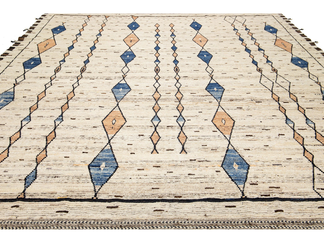 Contemporary Moroccan Wool Rug 12 X 15