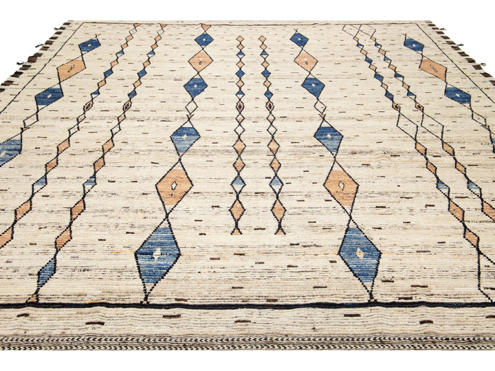 Contemporary Moroccan Wool Rug 12 X 15