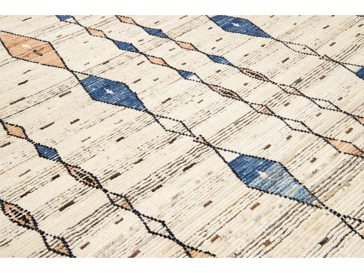 Contemporary Moroccan Wool Rug 12 X 15