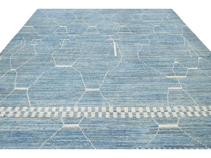 Modern Moroccan Wool Rug 10 X 14